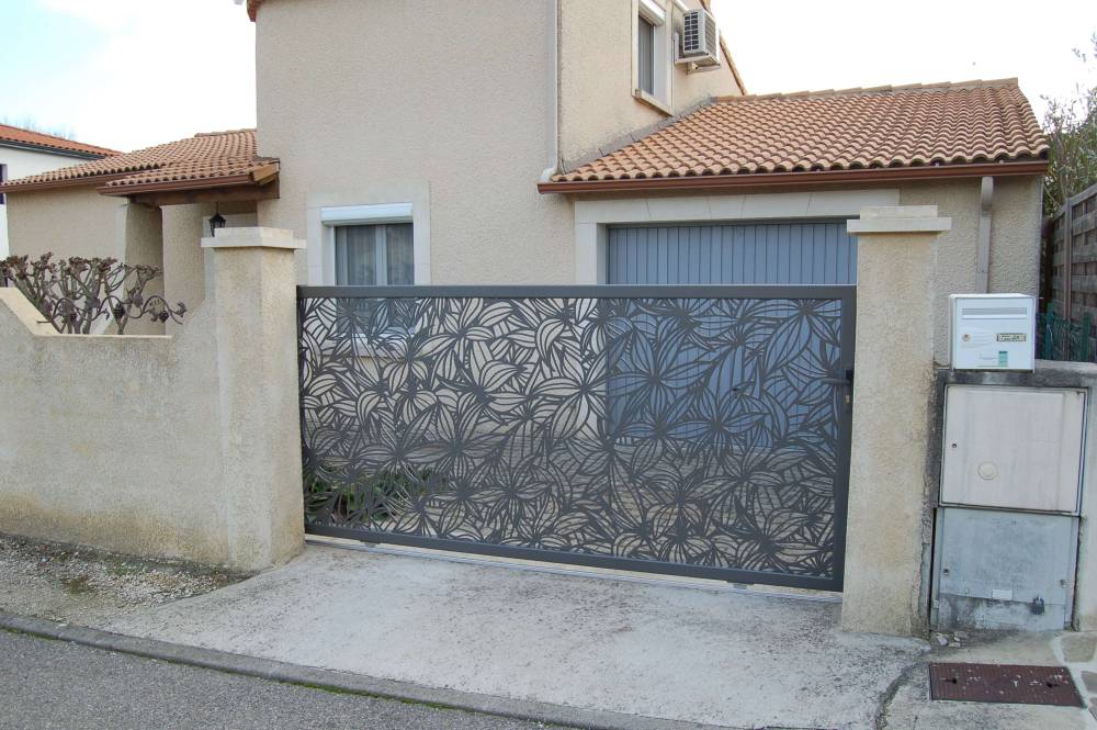 Portail KOLIBRY Végétal Gris 2900 sablé (4)-min